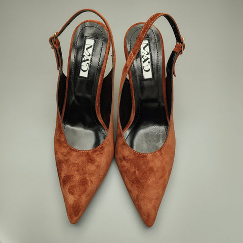 The Mad Shoes | YOKO Slingback Suede Cognac Brown