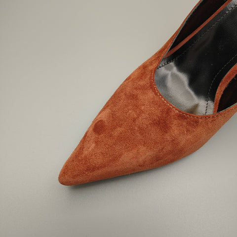 The Mad Shoes | YOKO Slingback Suede Cognac Brown