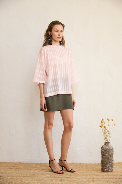 Brown  green khaki skirt with a zipper 