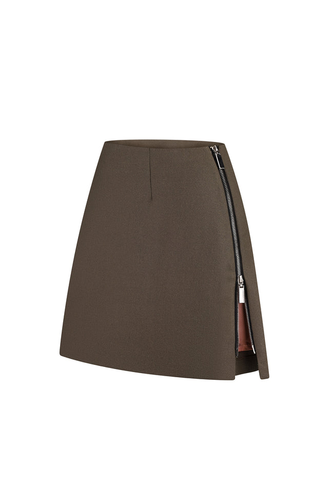 Brown skirt with a zipper 