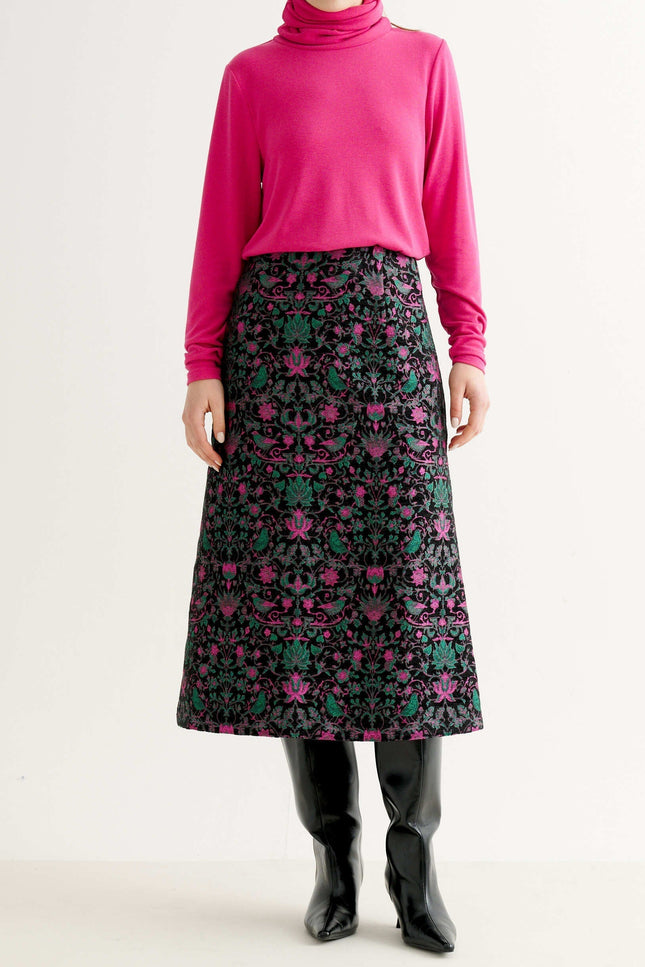 Buffy Belle Plume Jacquard Midi Skirt