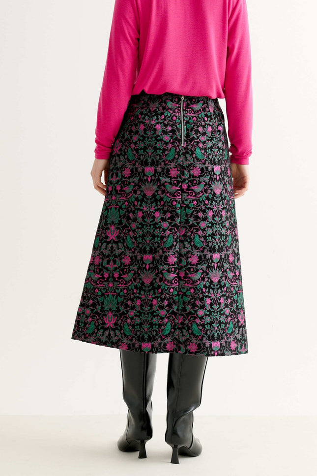 Buffy Belle Plume Jacquard Midi Skirt