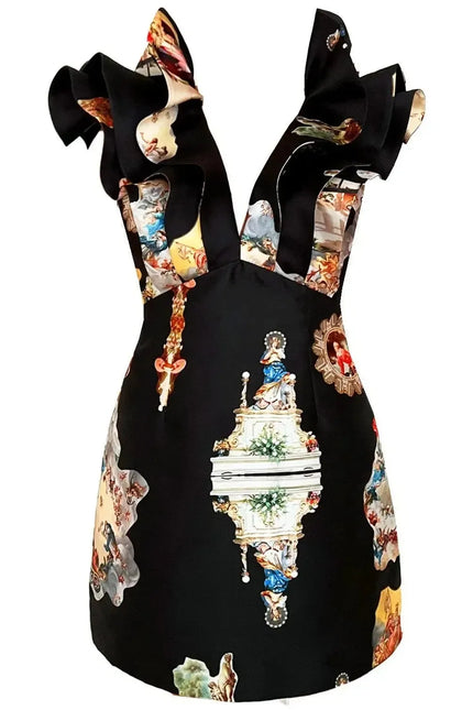 Butterfly Mini Dress - Black Sicily