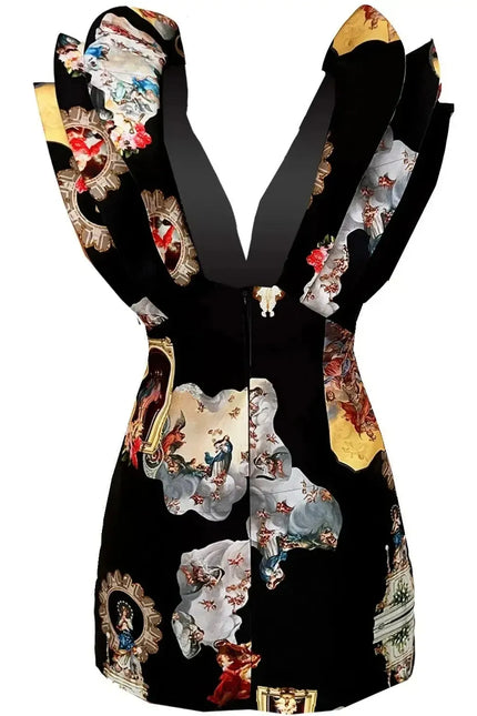 Butterfly Mini Dress - Black Sicily