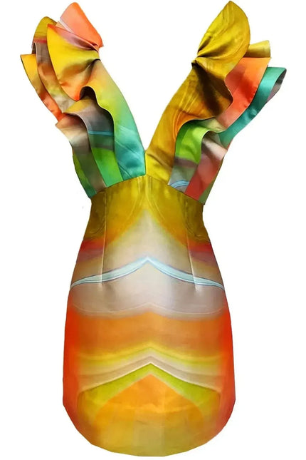 Butterfly Mini Dress - Smokeflow Yellow