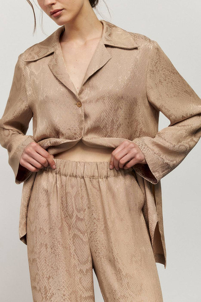 Kolosova | BEIGE PANTS WITH ANIMAL REPTILES PRINT
