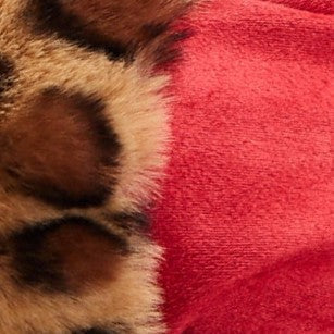 Louche Cadhla Faux Suede And Fur Cuffed Touch Screen Gloves - Red - Fabric & Print Detail