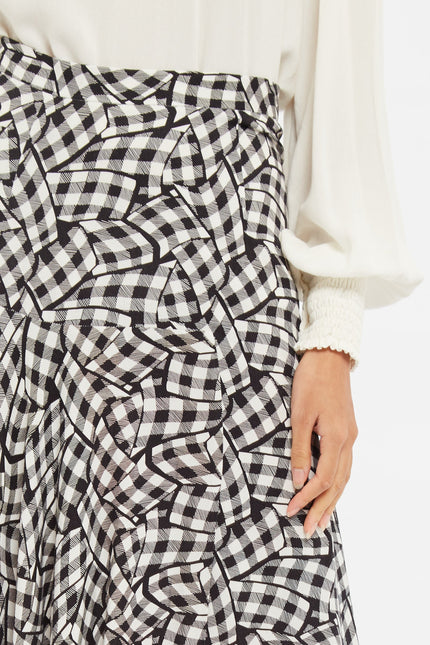 Louche Carole Gingham Twist Print Asymmetric Midi Skirt - Detail 2