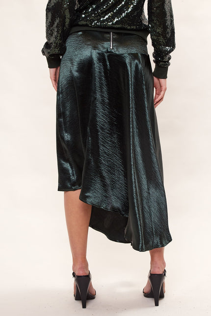 Louche Carole Satin Asymmetric Midi Skirt - Back