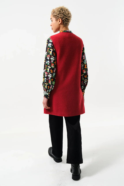 Cathel Borg Longline Waistcoat - Red - Back