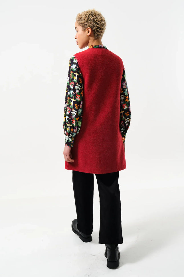 Cathel Borg Longline Waistcoat - Red - Back
