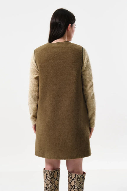 Cathel Borg Longline Waistcoat - Nutmeg - Back