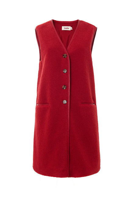 Cathel Borg Longline Waistcoat - Red - Styled