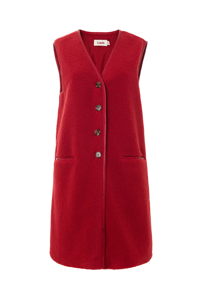 Cathel Borg Longline Waistcoat - Red - Styled