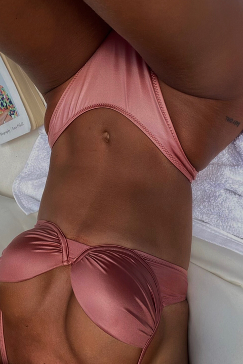 Say no more I Oceane Ruched Bikini set in Pink Sand