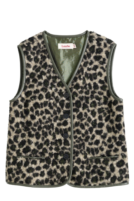 Chris Animal Print Gilet - Green - Detail 4