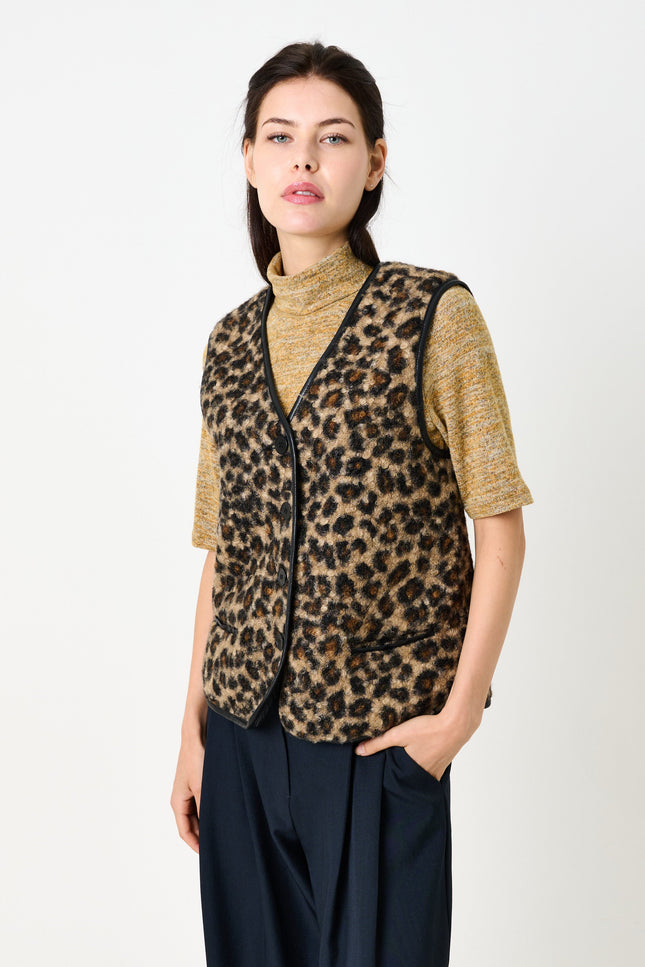 Chris Animal Gilet - Taupe - Front