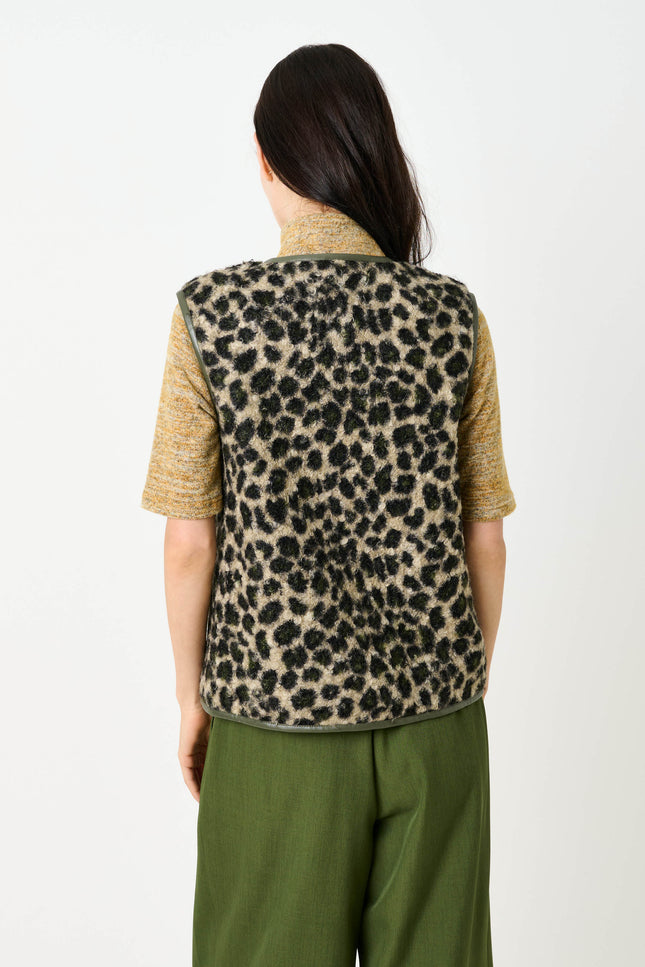 Chris Animal Print Gilet - Green - Back