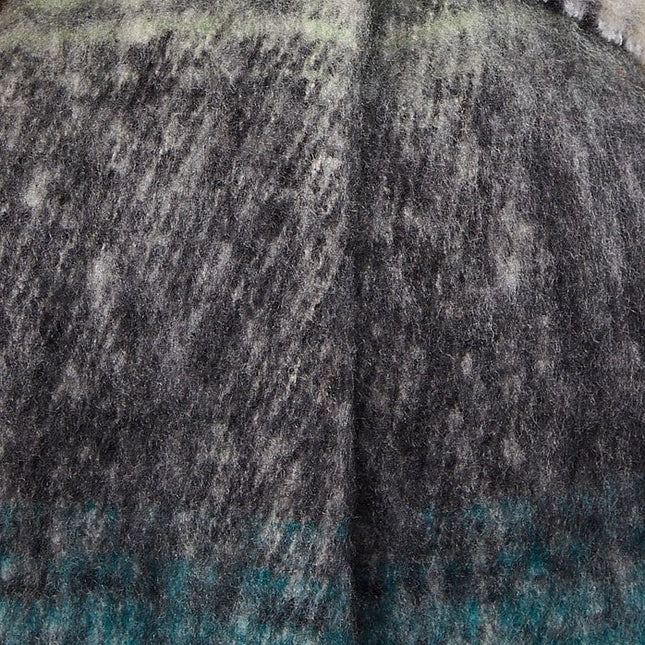 Louche Ciara Cosy Fluffy Striped Tassel Scarf - Navy - Fabric & Print Detail