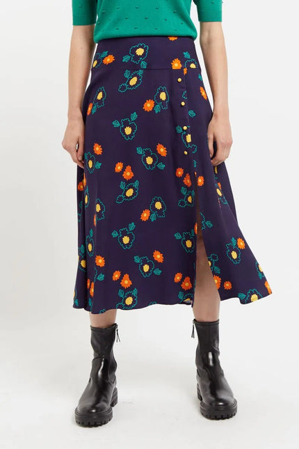 Louche Barney Clarice Floral Print Midi Skirt - Front