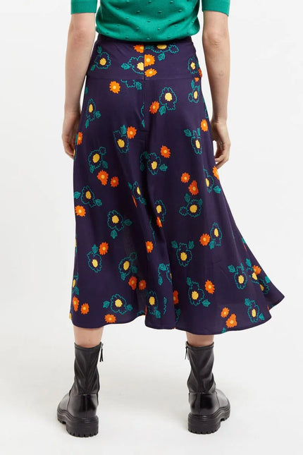 Louche Barney Clarice Floral Print Midi Skirt - Back