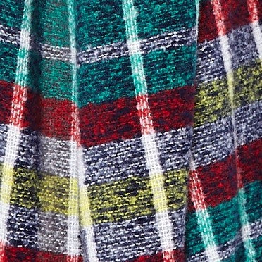 Louche Clodagh Warm Handle Checked Scarf With Fringed Edge - Green - Fabric & Print Detail
