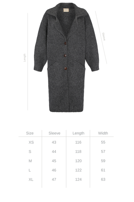 Kuma Coat - Dim grey NORGÄTE alpaca knitwear sustainably made in Peru