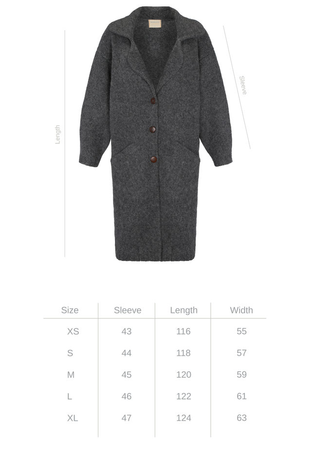 Kuma Coat - Dim grey NORGÄTE alpaca knitwear sustainably made in Peru