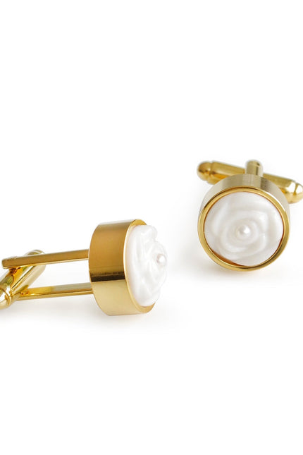 Poporcelain | Rose with Pearl Cufflinks Pins