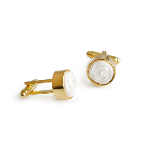 Poporcelain | Rose with Pearl Cufflinks Pins