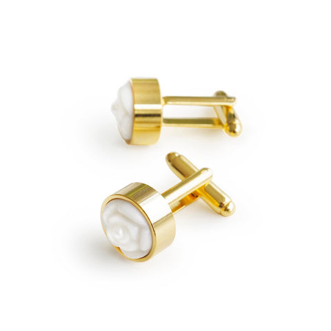 Poporcelain | Rose with Pearl Cufflinks Pins