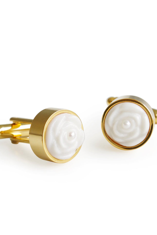 Poporcelain | Spinki do mankietów róże Pearly