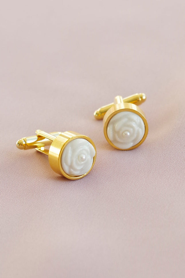 Poporcelain | Spinki do mankietów róże Pearly