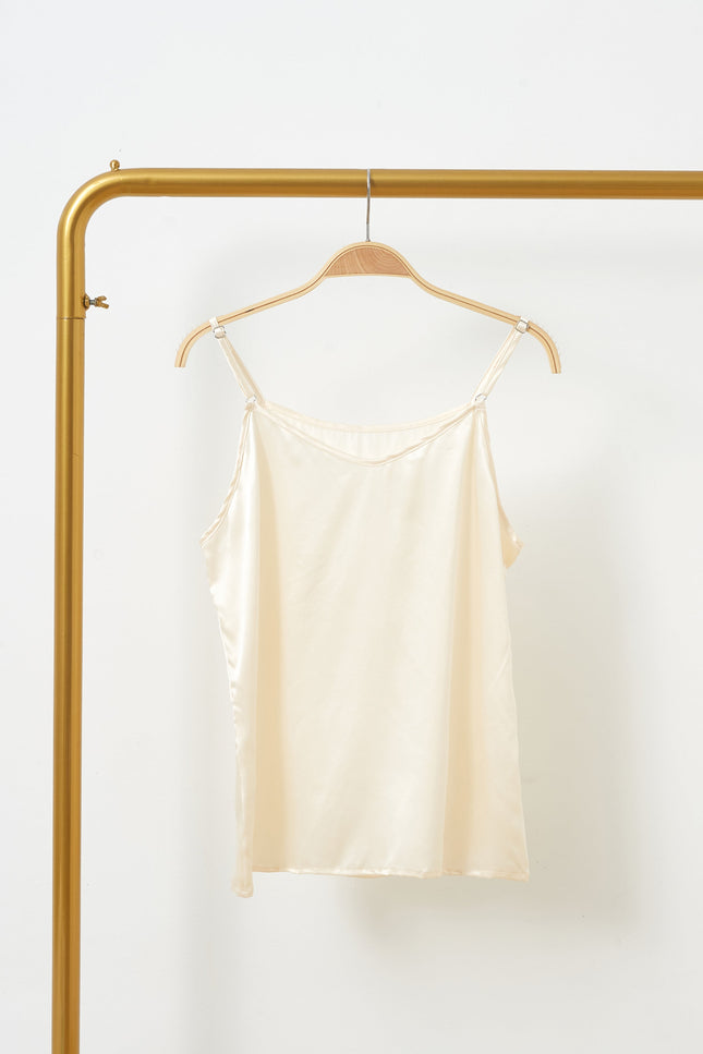 Soft Strokes Silk | Cream Soar Pyjamas Camisole with Adjustable Straps