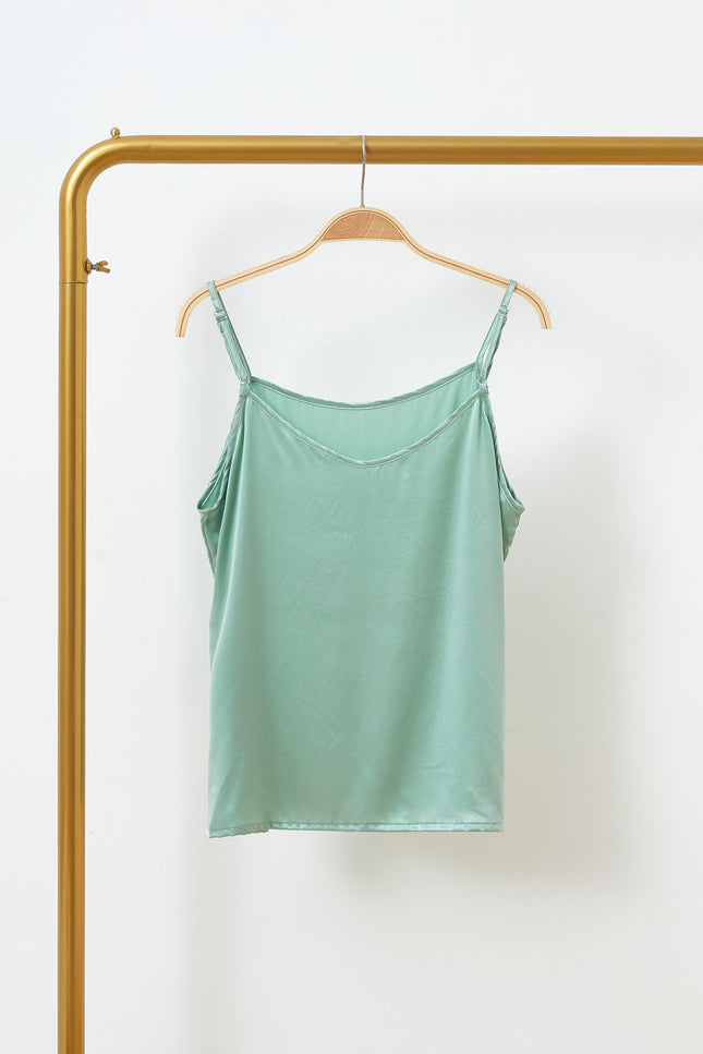 Soft Strokes Silk | Jade Soar Pyjamas Camisole with Adjustable Straps