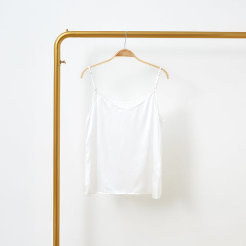 Soft Strokes Silk | Pearl White Soar Pyjamas Camisole with Adjustable Straps