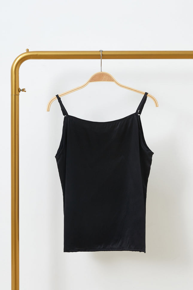 Soft Strokes Silk | Black Soar Camisole with Adjustable Straps Pyjamas