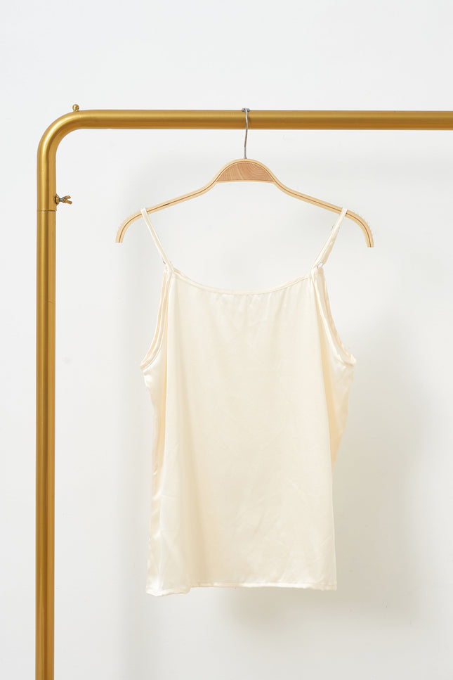 Soft Strokes Silk | Cream Soar Pyjamas Camisole with Adjustable Straps