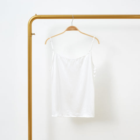 Soft Strokes Silk | Pearl White Soar Pyjamas Camisole with Adjustable Straps