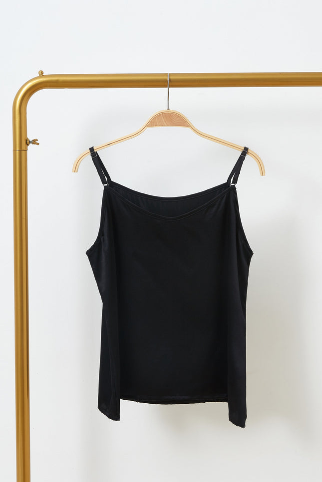 Soft Strokes Silk | Black Soar Camisole with Adjustable Straps Pyjamas