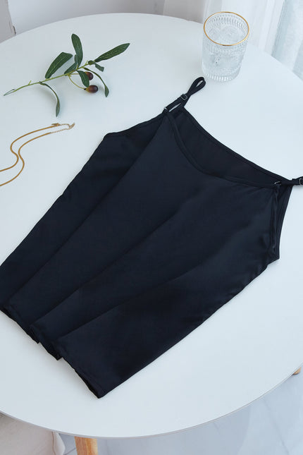 Soft Strokes Silk | Black Soar Camisole with Adjustable Straps Pyjamas