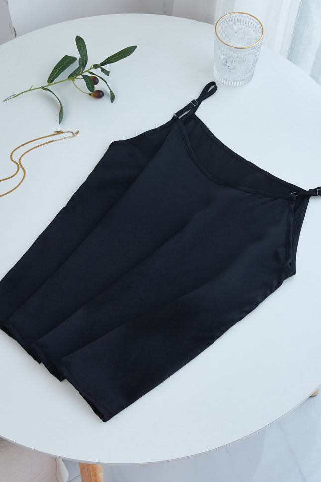 Soft Strokes Silk | Black Soar Camisole with Adjustable Straps Pyjamas