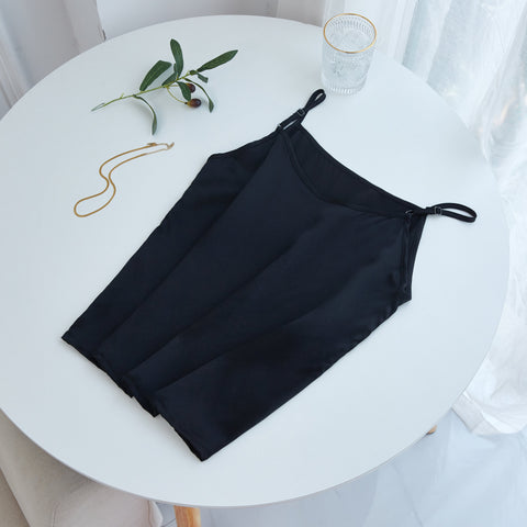 Soft Strokes Silk | Black Soar Camisole with Adjustable Straps Pyjamas