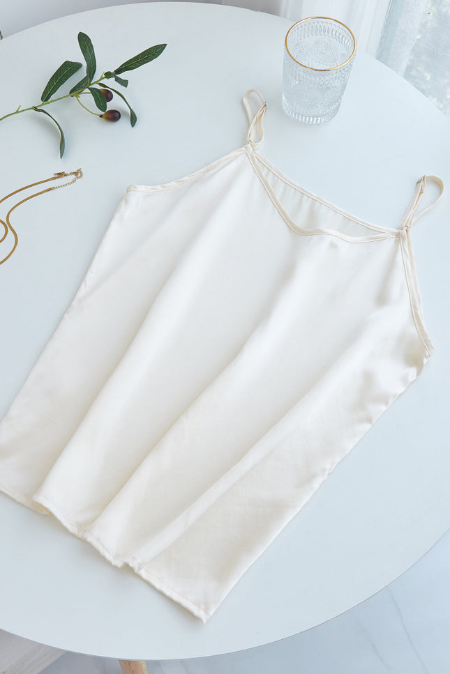 Soft Strokes Silk | Cream Soar Pyjamas Camisole with Adjustable Straps