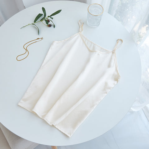 Soft Strokes Silk | Cream Soar Pyjamas Camisole with Adjustable Straps