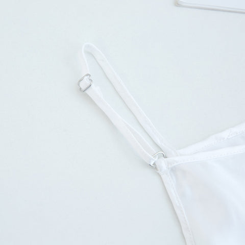Soft Strokes Silk | Pearl White Soar Pyjamas Camisole with Adjustable Straps