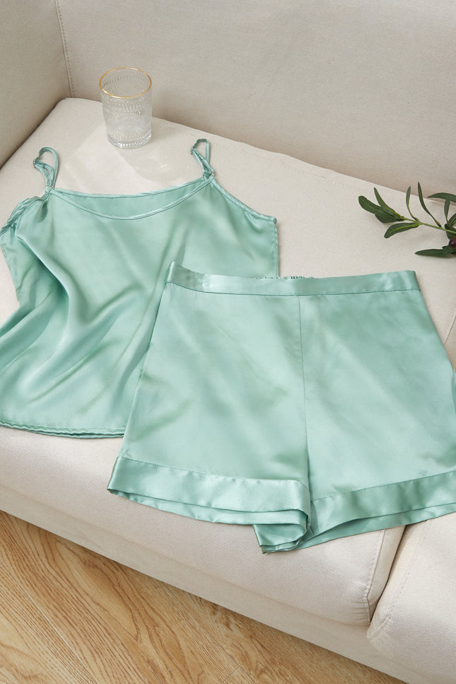 Soft Strokes Silk | Jade Soar Pyjamas Camisole with Adjustable Straps