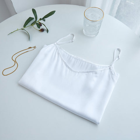 Soft Strokes Silk | Pearl White Soar Pyjamas Camisole with Adjustable Straps