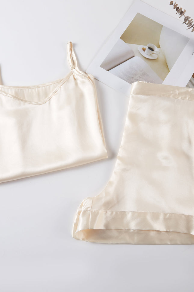 Soft Strokes Silk | Cream Soar Camisole and Shorts Pyjamas Set