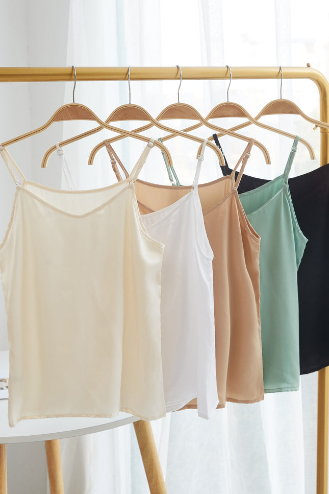 Soft Strokes Silk | Cream Soar Pyjamas Camisole with Adjustable Straps